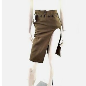 Ann demeulemeester high slit cut out skirt